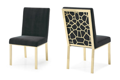 Modrest Reba Modern Black Velvet and Gold Dining Chair