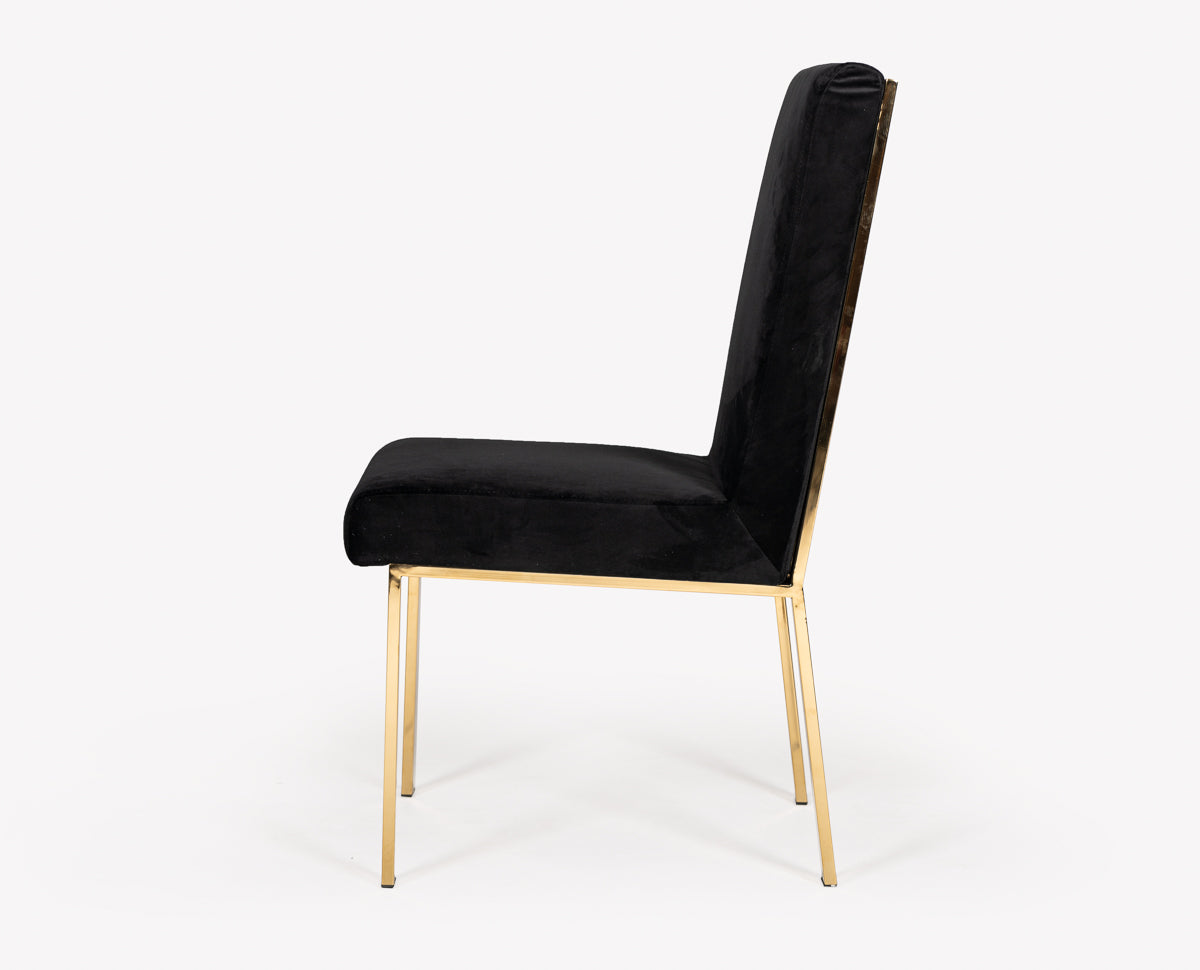 Modrest Reba Modern Black Velvet and Gold Dining Chair