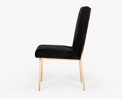 Modrest Reba Modern Black Velvet and Gold Dining Chair