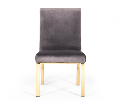 Modrest Reba Modern Grey Velvet and Gold Dining Chair