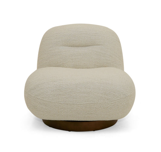 Modrest Renee Modern Cream Fabric Swivel Chair