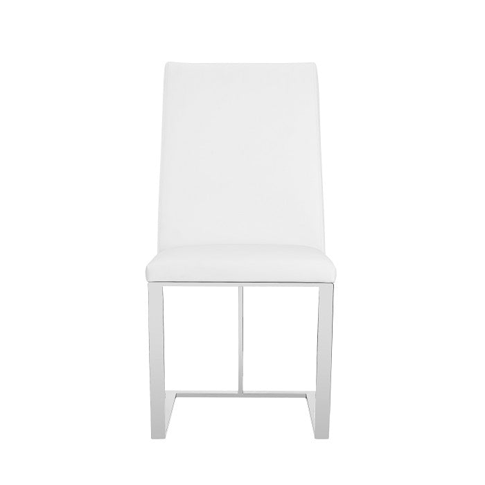 Modrest Frankie Modern White and Brushed Stainless Steel Dining Chair