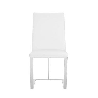 Modrest Frankie Modern White and Brushed Stainless Steel Dining Chair