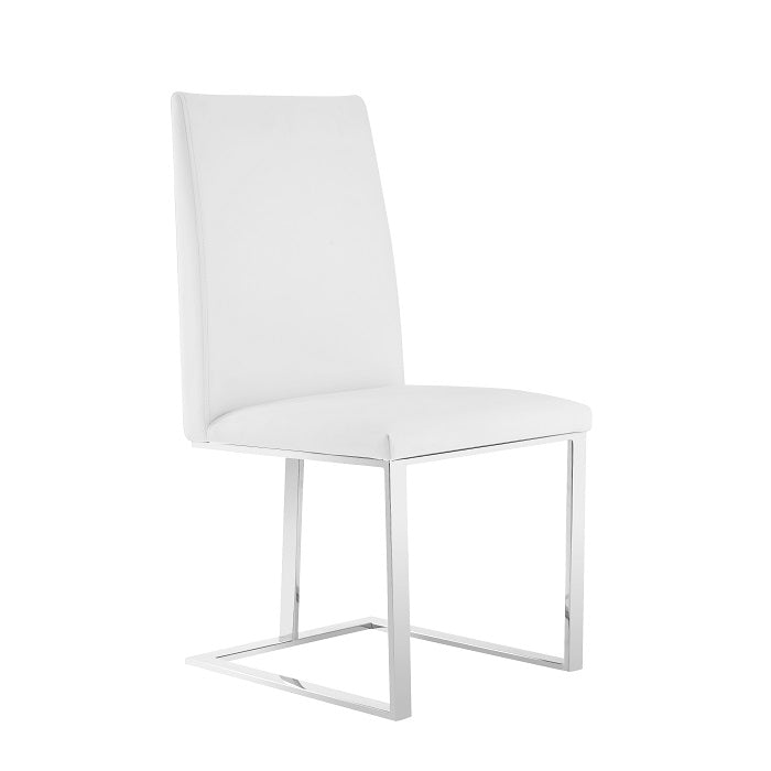 Modrest Frankie Modern White and Brushed Stainless Steel Dining Chair