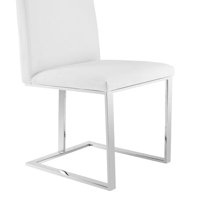 Modrest Frankie Modern White and Brushed Stainless Steel Dining Chair