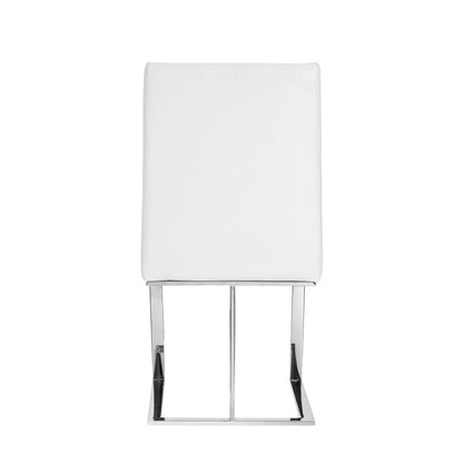 Modrest Frankie Modern White and Brushed Stainless Steel Dining Chair