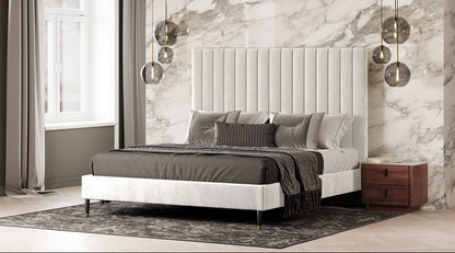 Modrest Hemlock Contemporary White Fabric Bed