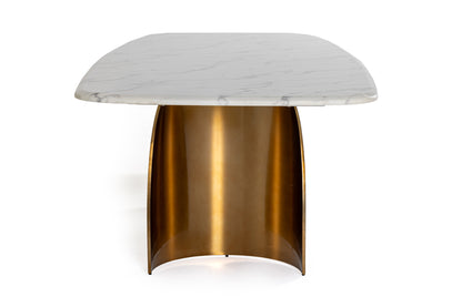 Modrest Reynold Glam Faux Marble Gold Stainless Steel Dining Table