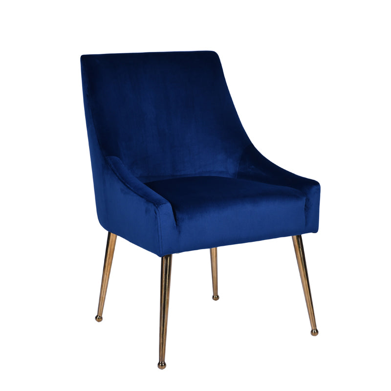 Modrest Castana Modern Blue Velvet and Gold Dining Chair