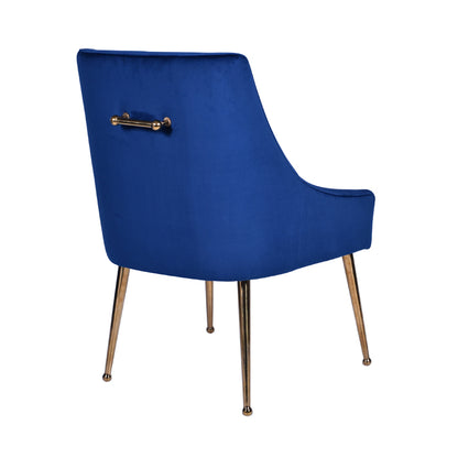 Modrest Castana Modern Blue Velvet and Gold Dining Chair