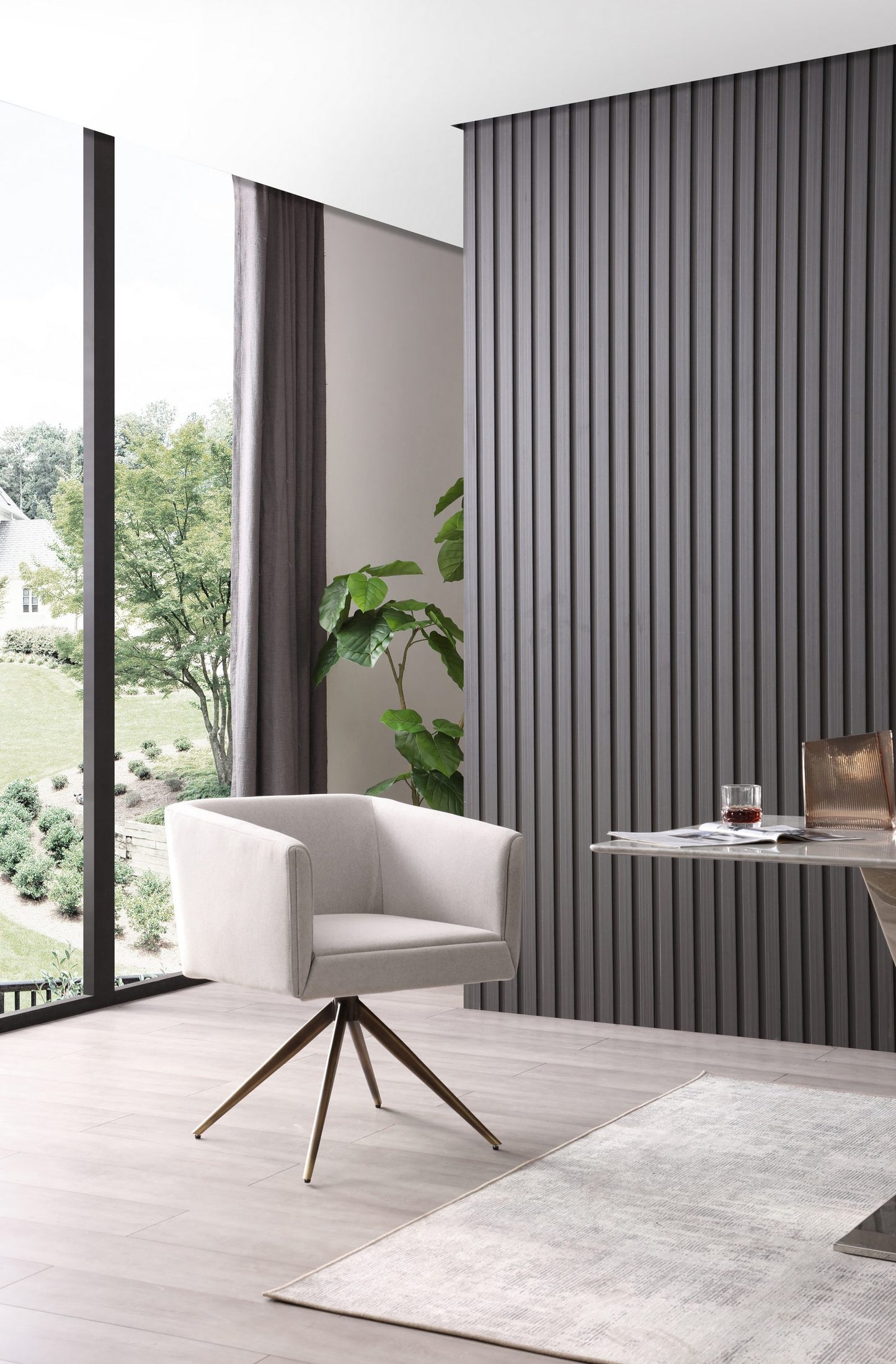 Modrest Riaglow Contemporary Light Grey Fabric Dining Chair