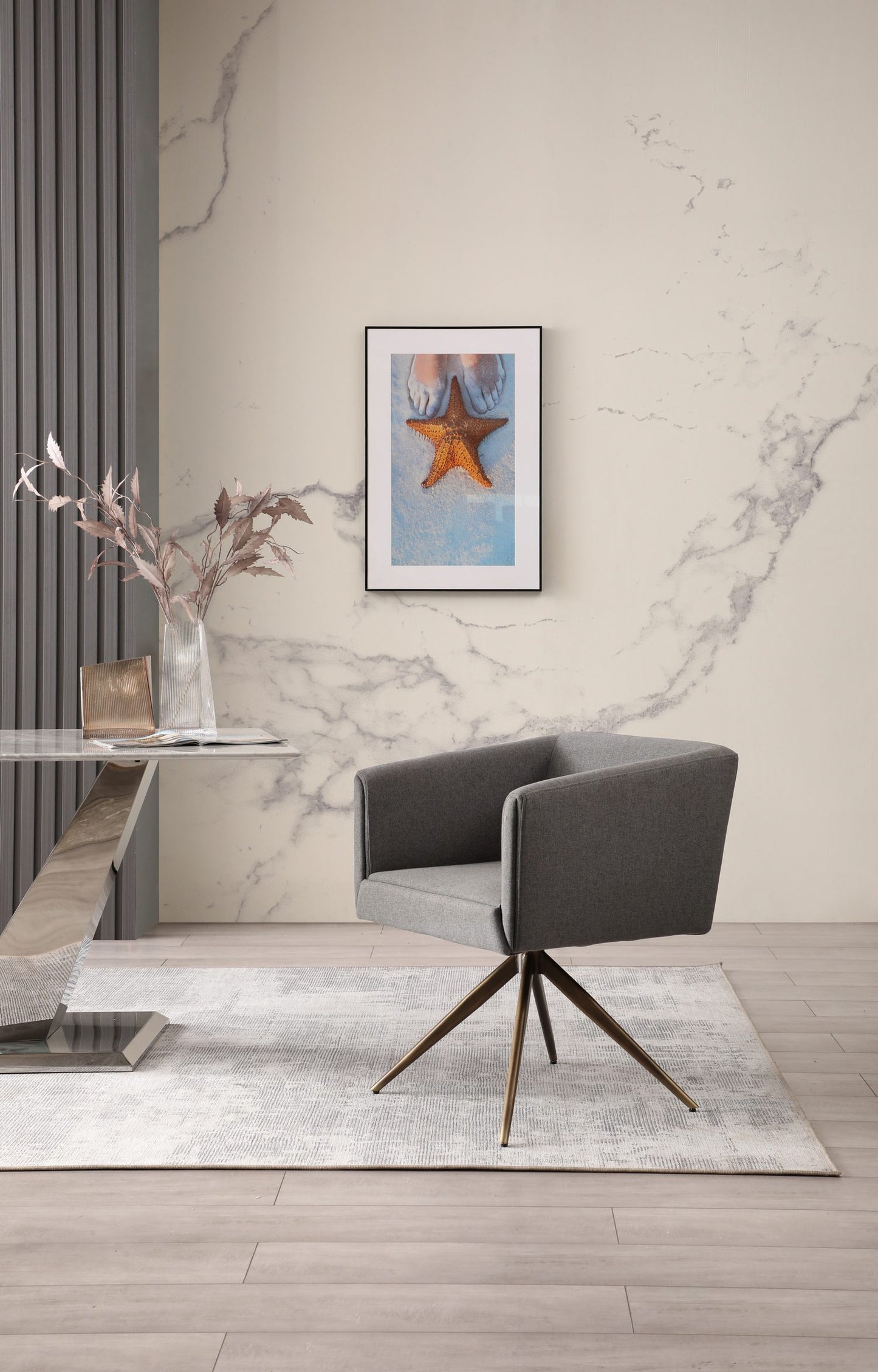 Modrest Riaglow Contemporary Dark Grey Fabric Dining Chair