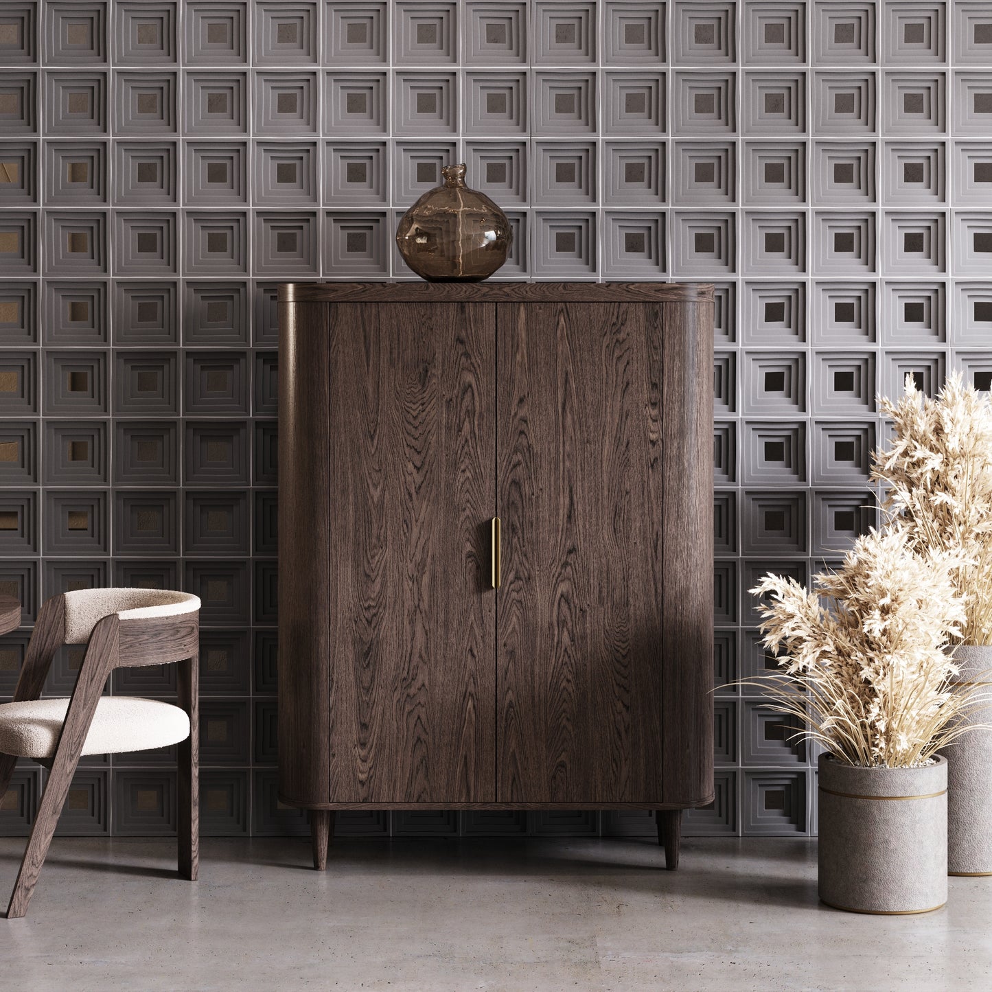 Modrest Richmond Modern Brown Rounded Tall Buffet