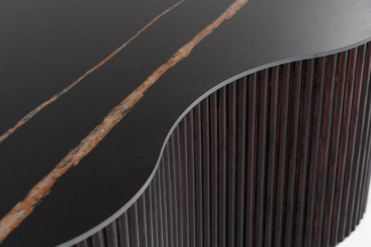 Modrest Ricko Modern Black Ceramic Smoked Ash Freeform Coffee Table