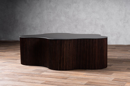Modrest Ricko Modern Black Ceramic Smoked Ash Freeform Coffee Table