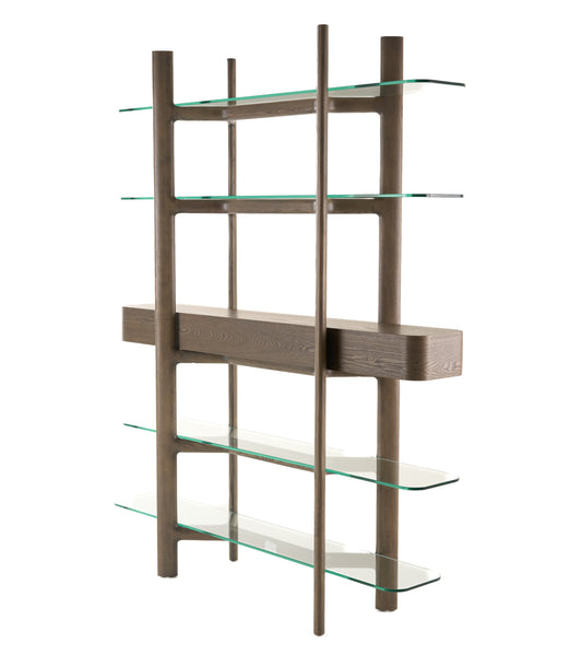 Modrest Rinaldi Mid-Century Modern Grey Ash Glass Bookshelf