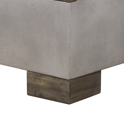 Modrest Delaware Modern Concrete and Acacia Rectangular Coffee Table