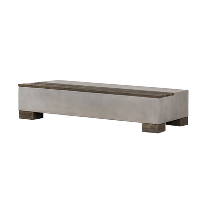 Modrest Delaware Modern Concrete and Acacia Rectangular Coffee Table