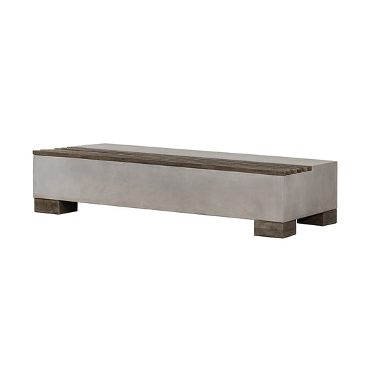 Modrest Delaware Modern Concrete and Acacia Rectangular Coffee Table