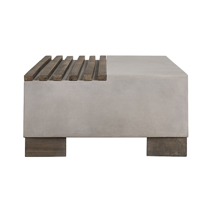 Modrest Delaware Modern Concrete and Acacia Rectangular Coffee Table
