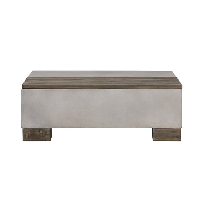 Modrest Delaware Modern Concrete and Acacia Square Coffee Table