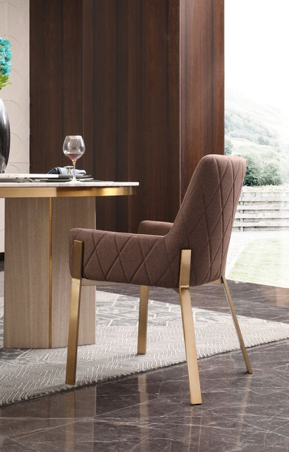 Modrest Robin Modern Brown and Brass Dining Chair