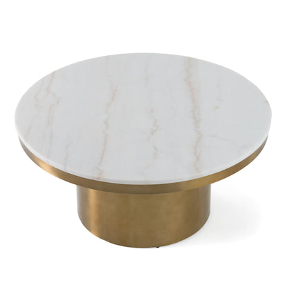 Modrest Rocky Glam White and Gold Coffee Table