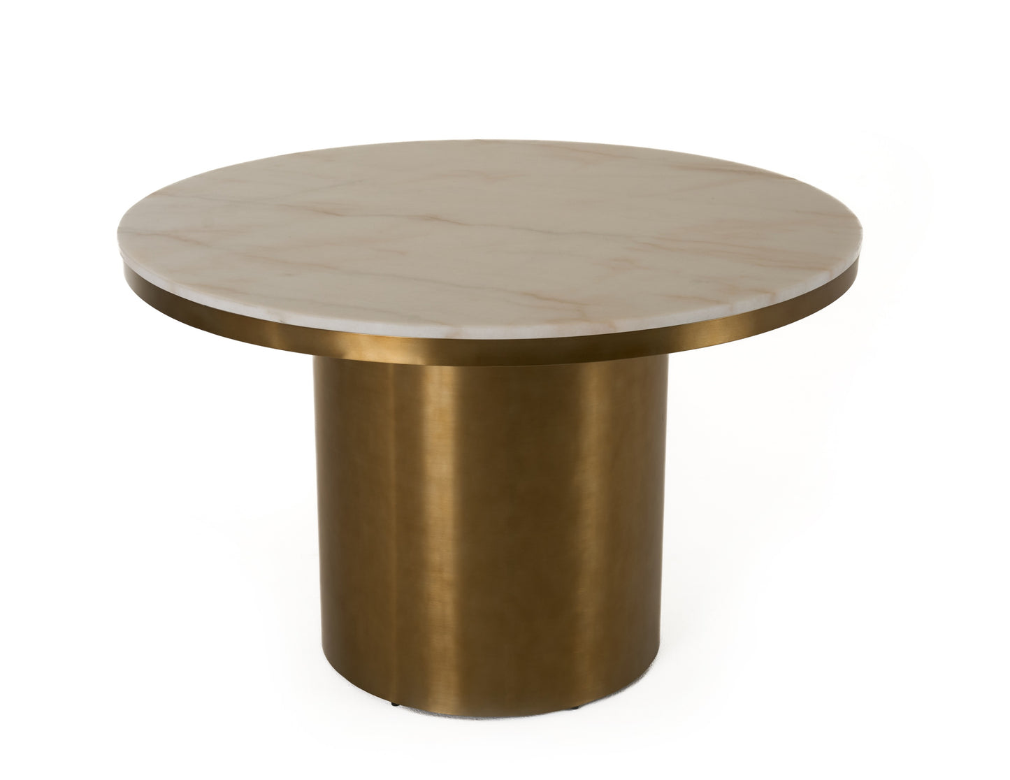 Modrest Rocky Glam White Marble and Brush Gold Round Dining Table