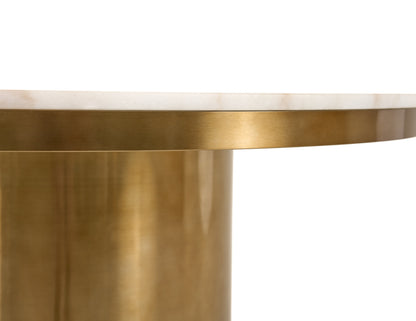 Modrest Rocky Glam White Marble and Brush Gold Round Dining Table