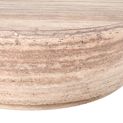 Nova Domus Roma Modern Faux Travertine Round Coffee Table