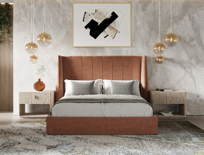 Modrest Roma Modern Burnt Orange Microfiber Upholstered Bed
