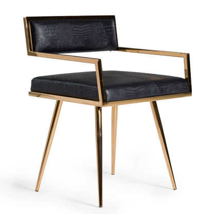 Modrest Rosario Modern Black and Rosegold Dining Chair