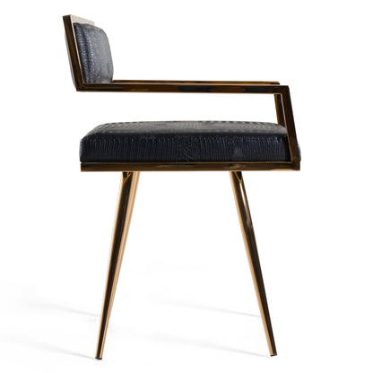 Modrest Rosario Modern Black and Rosegold Dining Chair