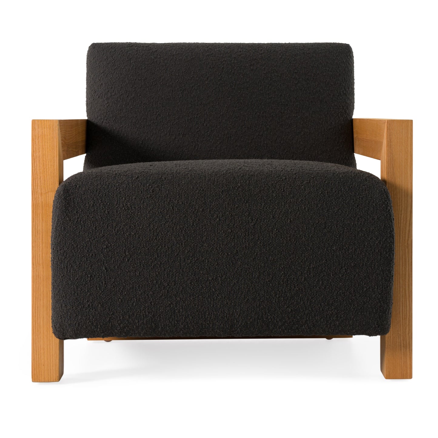 Modrest Rosen Modern Black Fabric Natural Oak Accent Chair