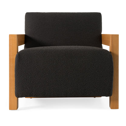 Modrest Rosen Modern Black Fabric Natural Oak Accent Chair