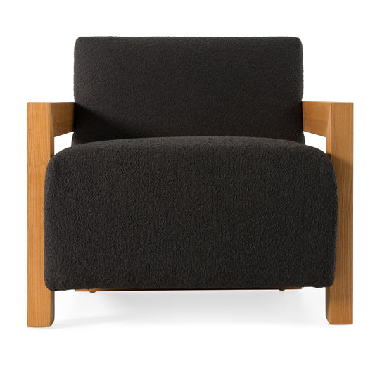 Modrest Rosen Modern Black Fabric Natural Oak Accent Chair