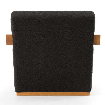 Modrest Rosen Modern Black Fabric Natural Oak Accent Chair