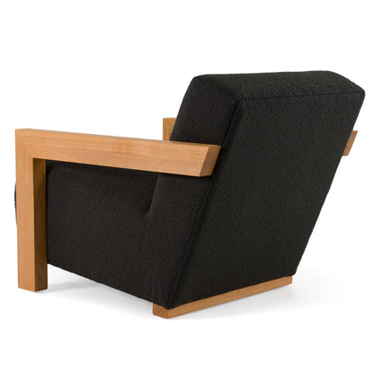 Modrest Rosen Modern Black Fabric Natural Oak Accent Chair