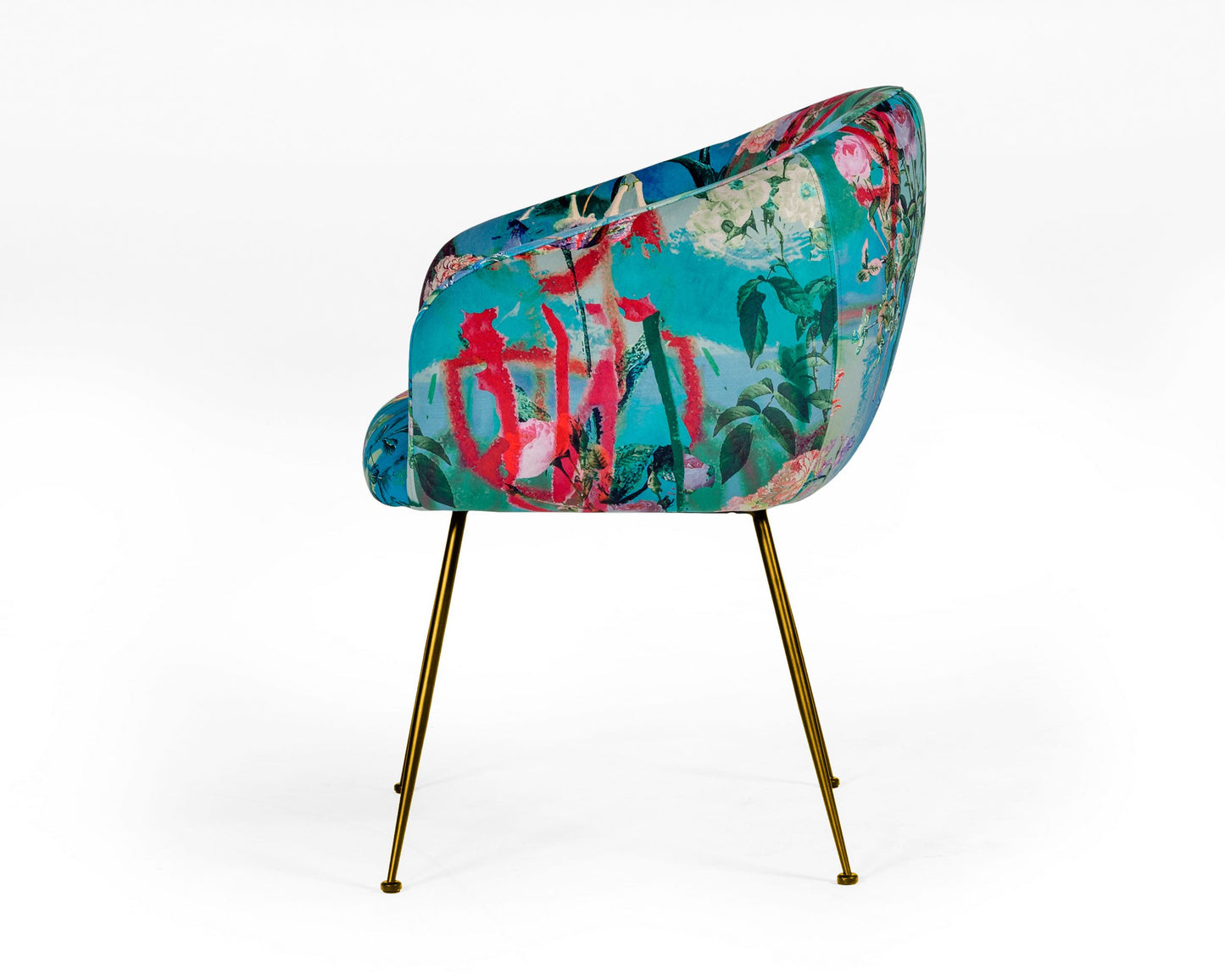 Modrest Roxann Contemporary Floral Velvet Gold Dining Chair