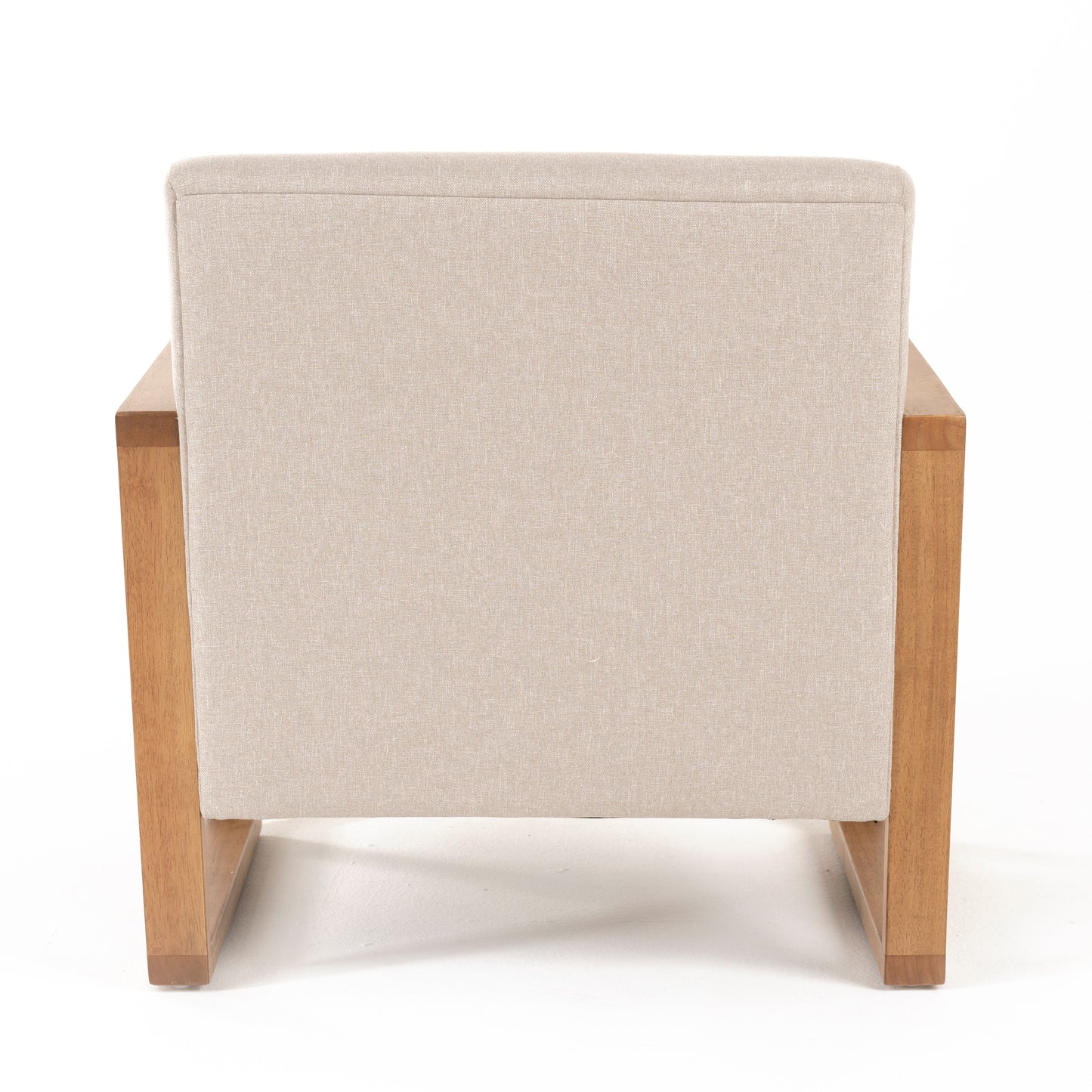 Modrest Sada Mid-Century Modern Beige Linen Chestnut Accent Chair