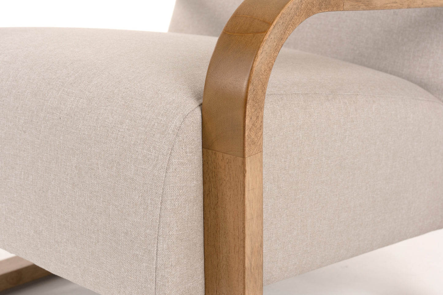 Modrest Sada Mid-Century Modern Beige Linen Chestnut Accent Chair