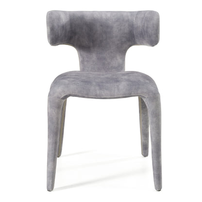 Modrest Saehee Modern Grey-Blue Velvet Dining Chair