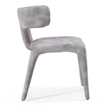 Modrest Saehee Modern Grey-Blue Velvet Dining Chair