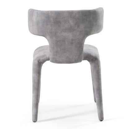 Modrest Saehee Modern Grey-Blue Velvet Dining Chair