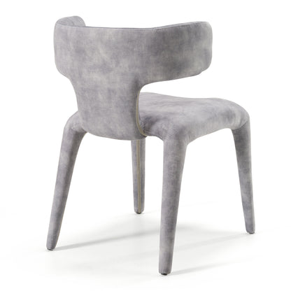 Modrest Saehee Modern Grey-Blue Velvet Dining Chair