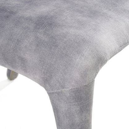 Modrest Saehee Modern Grey-Blue Velvet Dining Chair