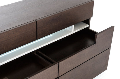 Modrest Ceres Contemporary Brown Oak and Grey Dresser w/ LED Light