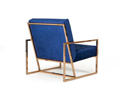 Modrest Samara Modern Blue and Gold Accent Chair