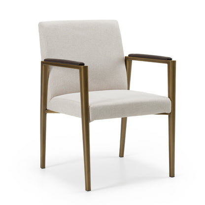 Modrest Sanders Modern Off-White Fabric Brass Dining Chair