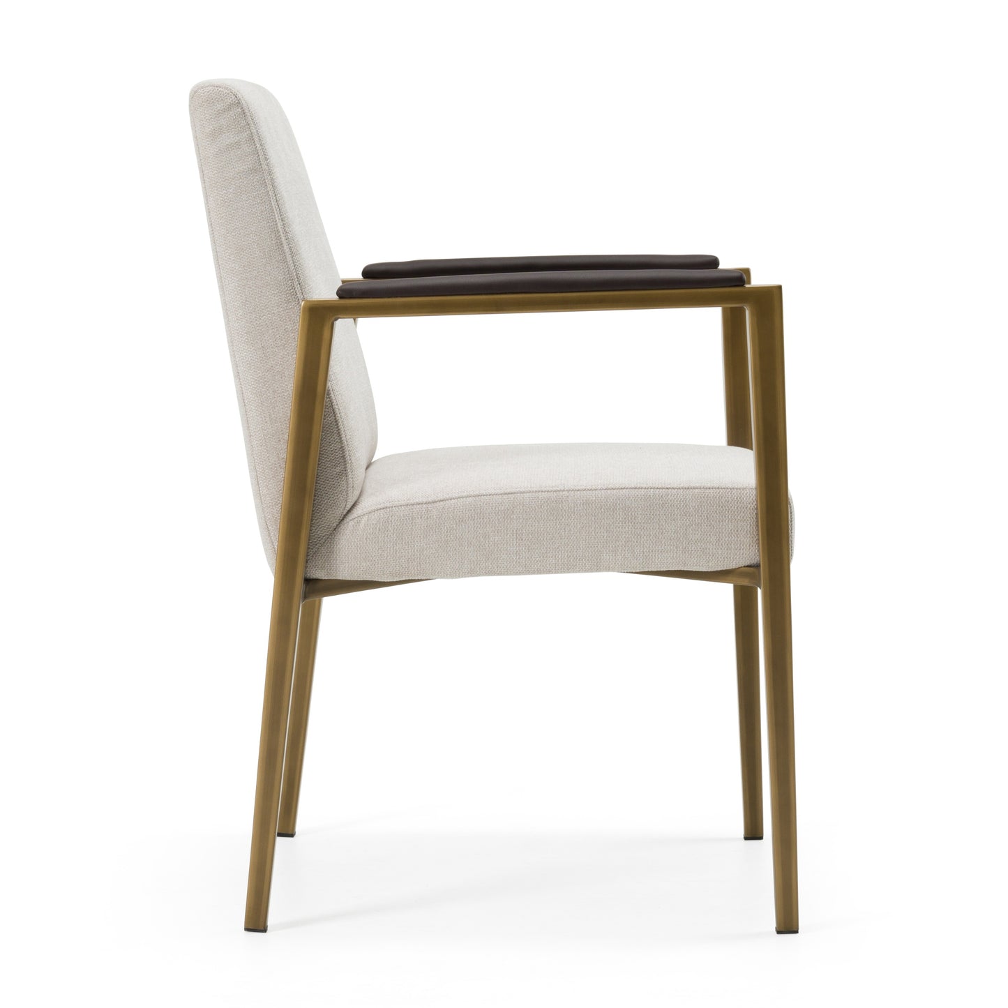 Modrest Sanders Modern Off-White Fabric Brass Dining Chair